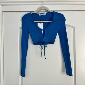 Zara Blue Knit Crop Top